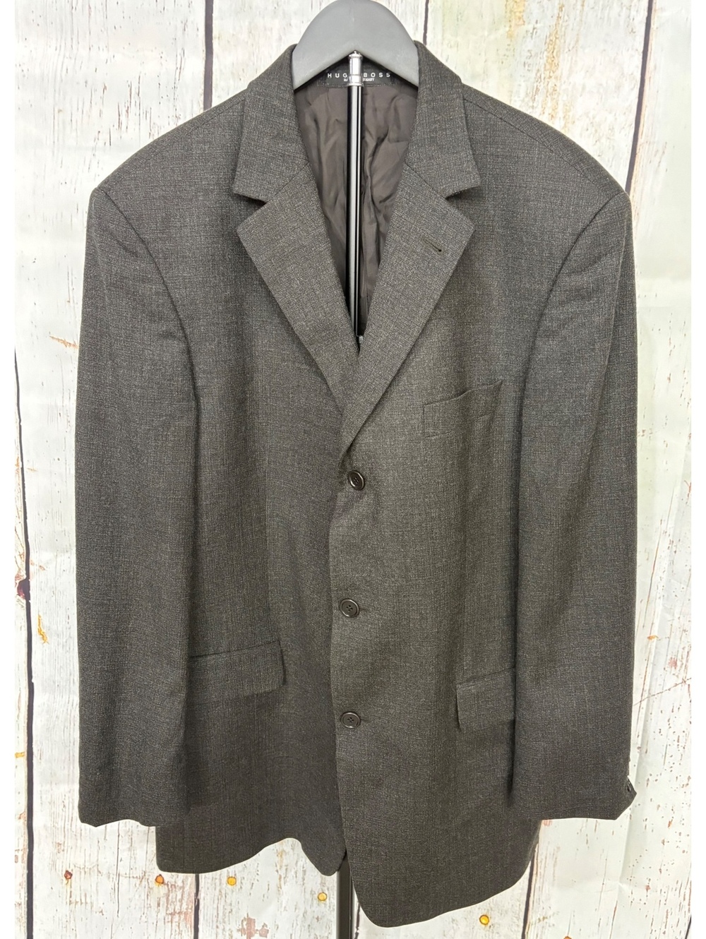 Vintage Hugo Boss Men’s 44R Gray Wool Cashmere Blend 3 Button Blazer Sport Coat